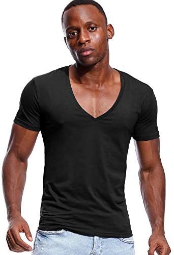 Men'S Deep V Neck Low Cut Stretch T Shirt Invisible Vee Top Short Sleeve  Tee : Amazon.De: Fashion