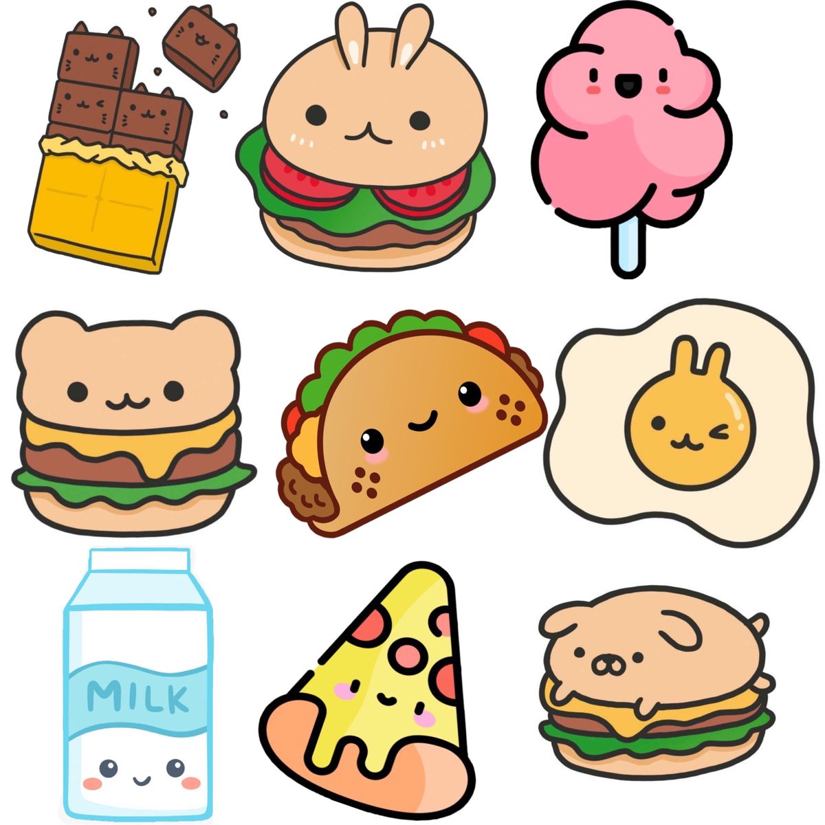 Sticker Đồ Ăn Cute | Stickers, Tượng