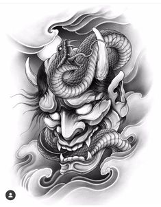 810 Hanya Oni ( Mặt Quỷ ) Ý Tưởng | Quỷ, Hình Xăm, Hình Xăm Nhật