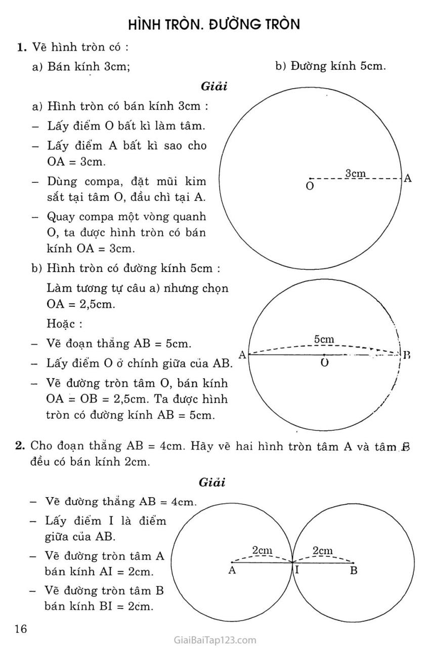 Giải Bài Tập Toán Lớp 5: Hình Tròn. Đường Tròn