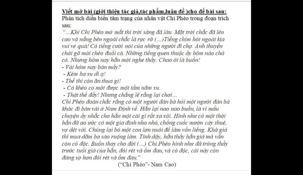 Viết Mở Bài (Giới Thiệu Tác Giả,Tác Phẩm Juận Đề )Cho Đề Bài Sau: Phân Tích  Diễn Biến Tâm Trạng Của Nhân Vật Chí Phèo Trong Đoạn Trích Sau: