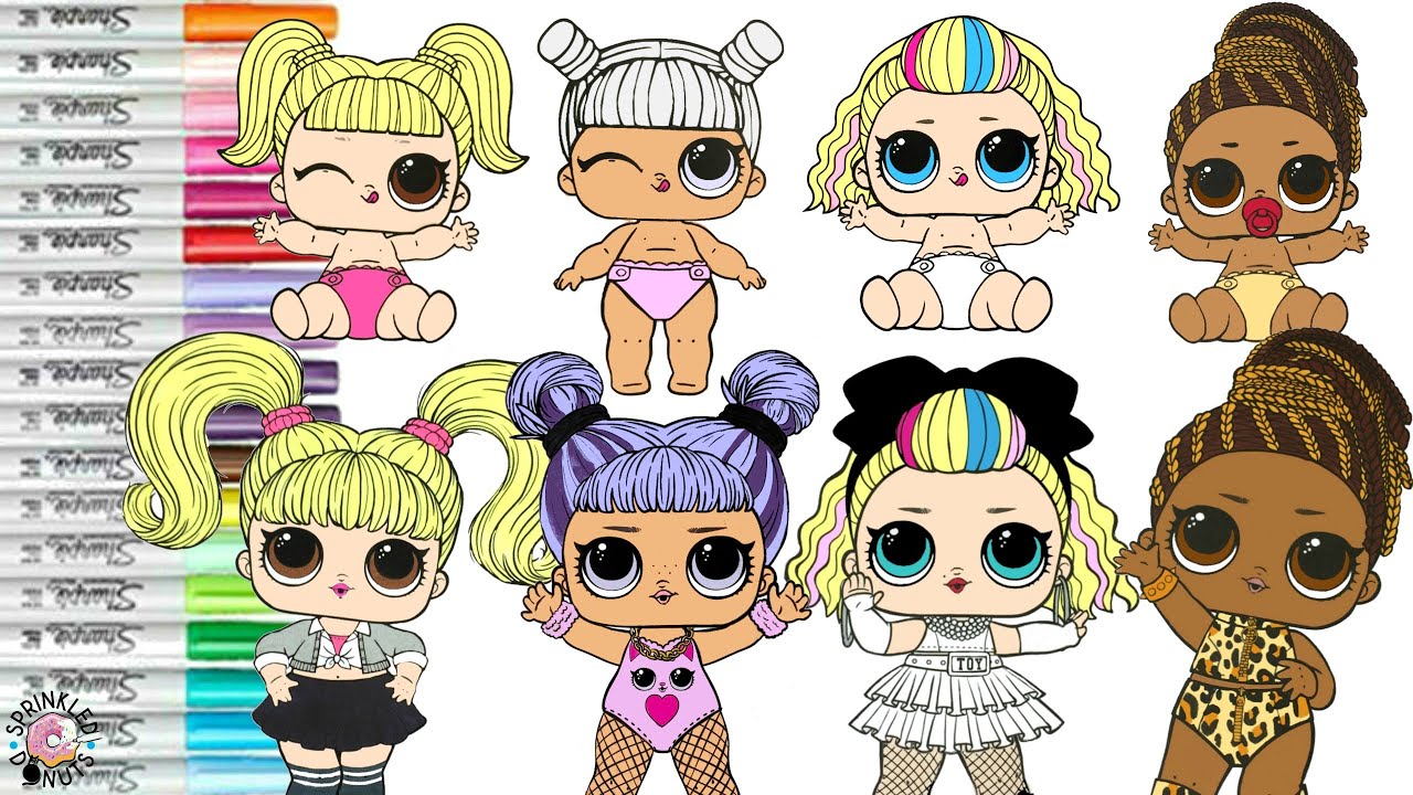 Lol Surprise Dolls Coloring Book Pages Pop Club 80S Bb Oops Baby Daring  Diva Fierce & Lil Sisters - Youtube