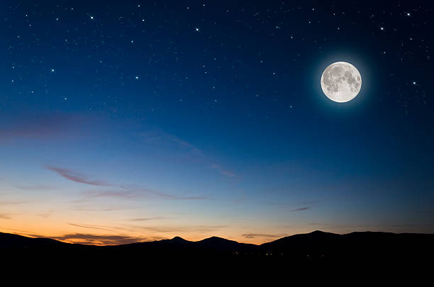 Moon Over Mountains Stock Photo - Download Image Now - Moon, Night, Sky -  Istock