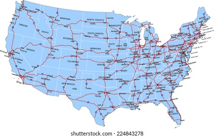 14,052 United States Highway Map Images, Stock Photos & Vectors |  Shutterstock