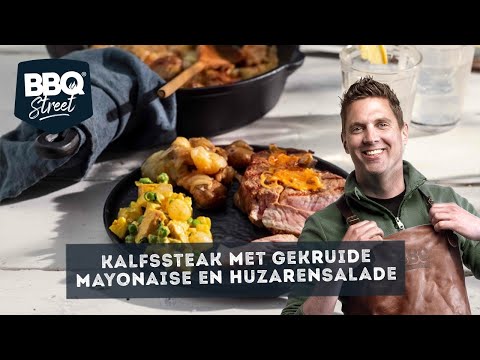 PITMASTER X maakt een KALFSSTEAK met GEKRUIDE MAYONAISE en HUZARENSALADE