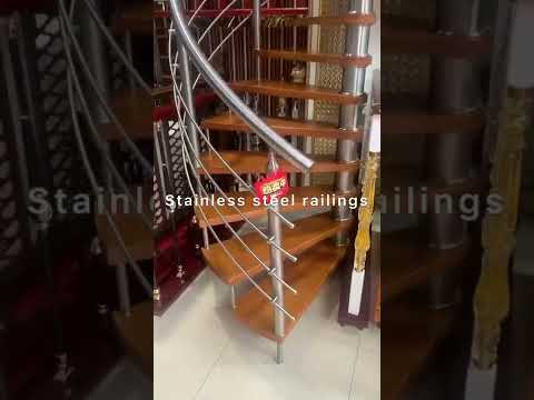 Stainless Steel Spiral Staircase With Wooden Steps