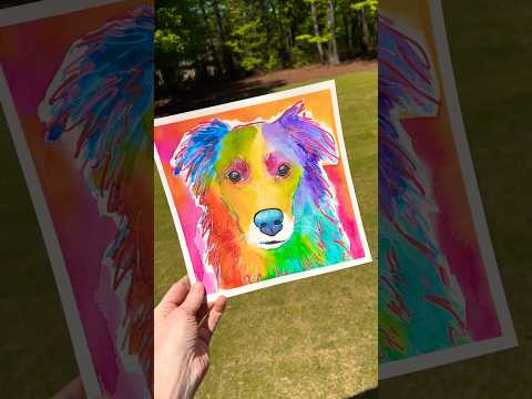 Paint Your pet!  Rainbow watercolor pet portrait tutorial #petportraitdiy #animallover #dogmom