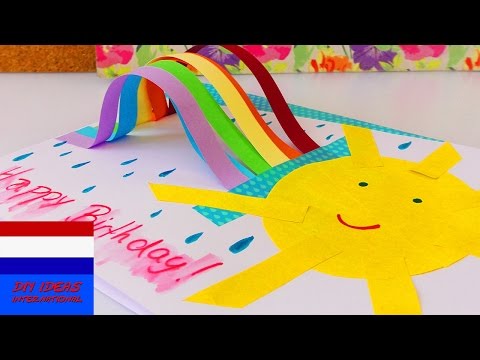 zelf schattige verjaardagskaart met regenboog maken | rainbow birthday card DIY idee