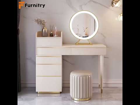 Modern White Makeup Vanity with Drawers