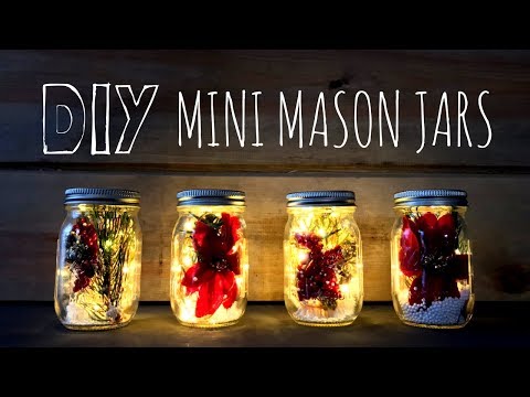 How to Make Mini Christmas Mason Jars | Fairy Lights & Farmhouse Style | DIY Christmas Décor