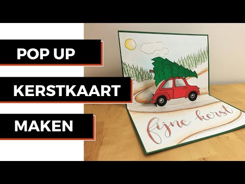 Pop up kerstkaart maken | DIY 3D kaart met kerstboom op auto in een winter landschap